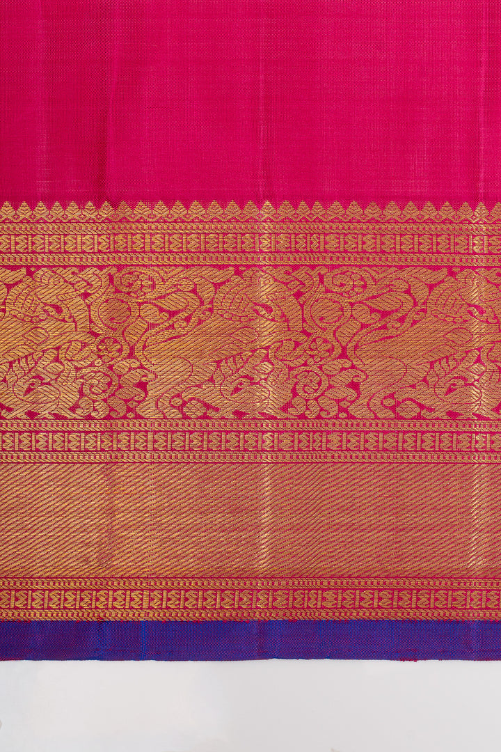 Pink zari checks pure kanchipuram silk saree
