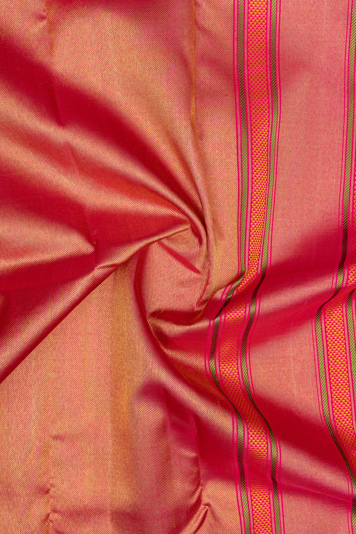 Beige and pink  traditional pure kanchipuram silk saree