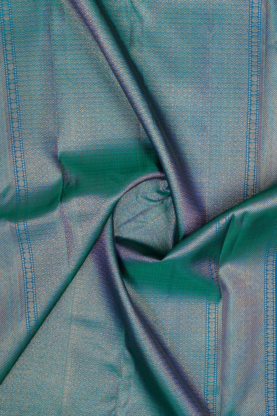 Peacock blue  paisley brocade pure kanchipuram silk saree