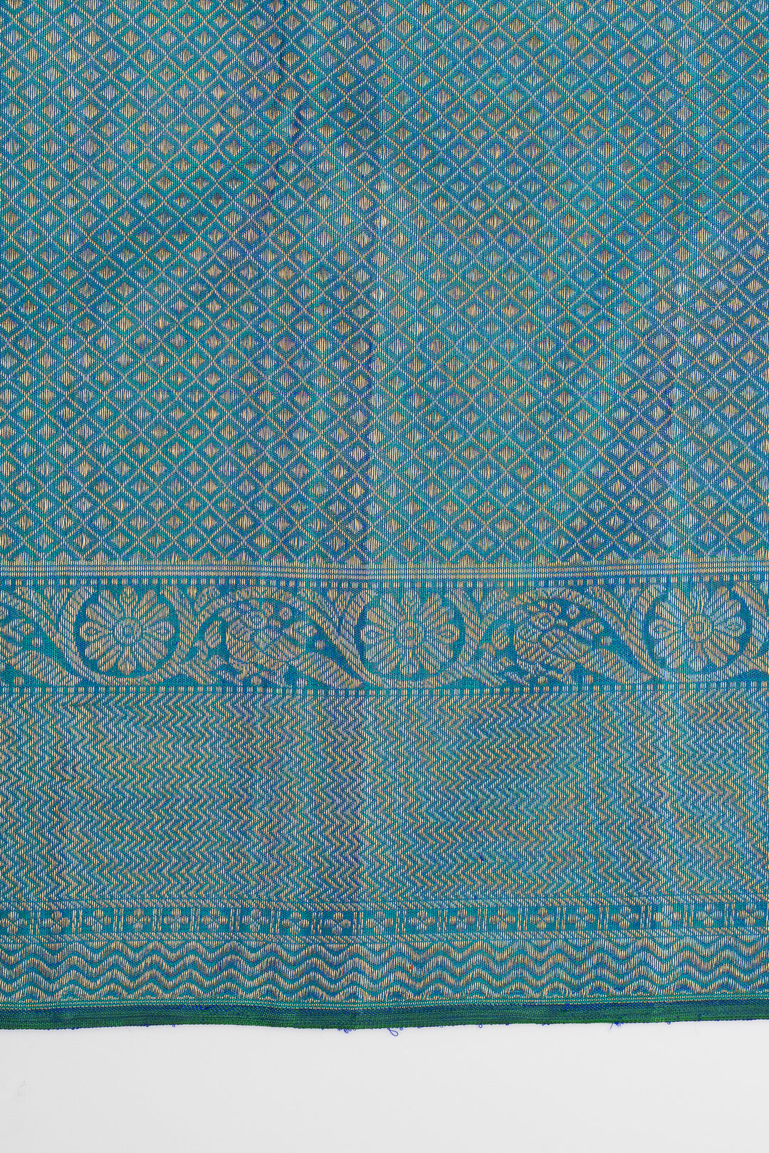 Peacock blue  paisley brocade pure kanchipuram silk saree