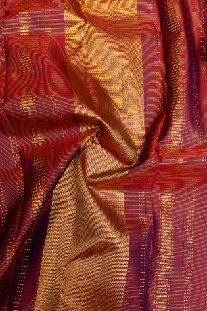 Peacock blue rettai pettu pure Kanchipuram silk saree