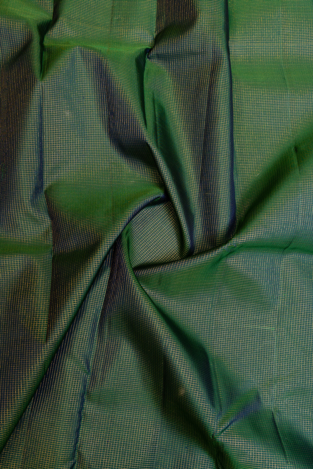 Peacock blue rettai pettu pure Kanchipuram silk saree