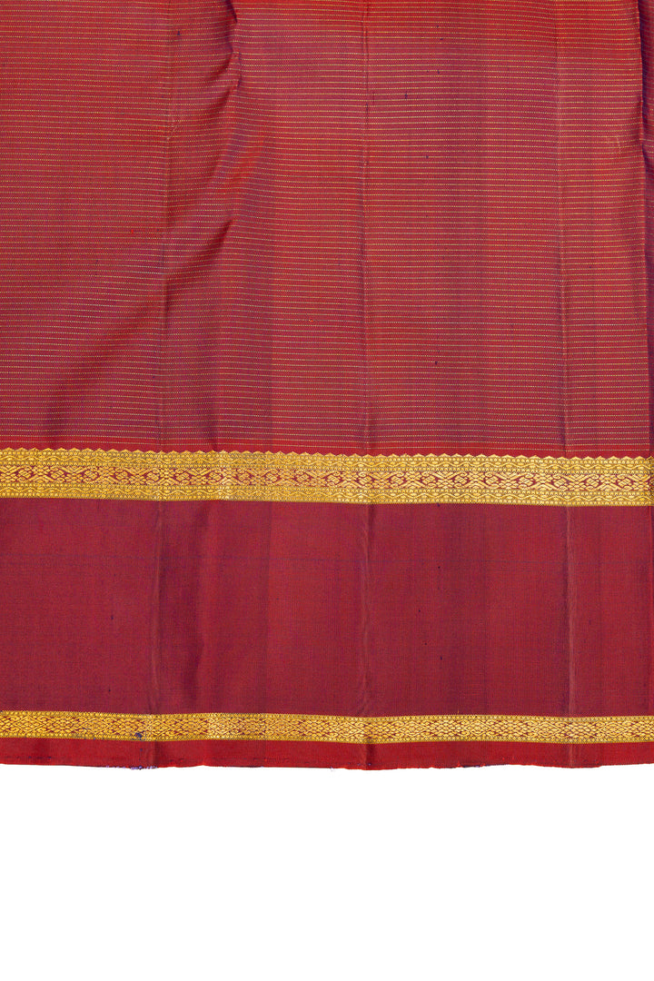 Peacock blue rettai pettu pure Kanchipuram silk saree