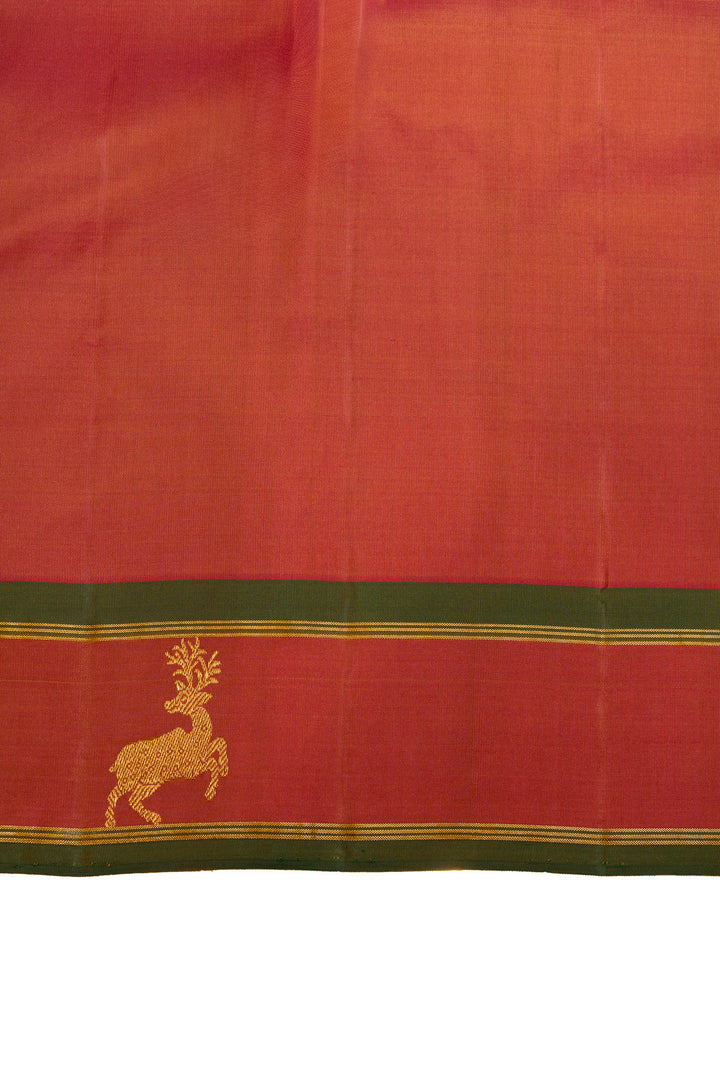 Beige checks pure Kanchipuram silk saree