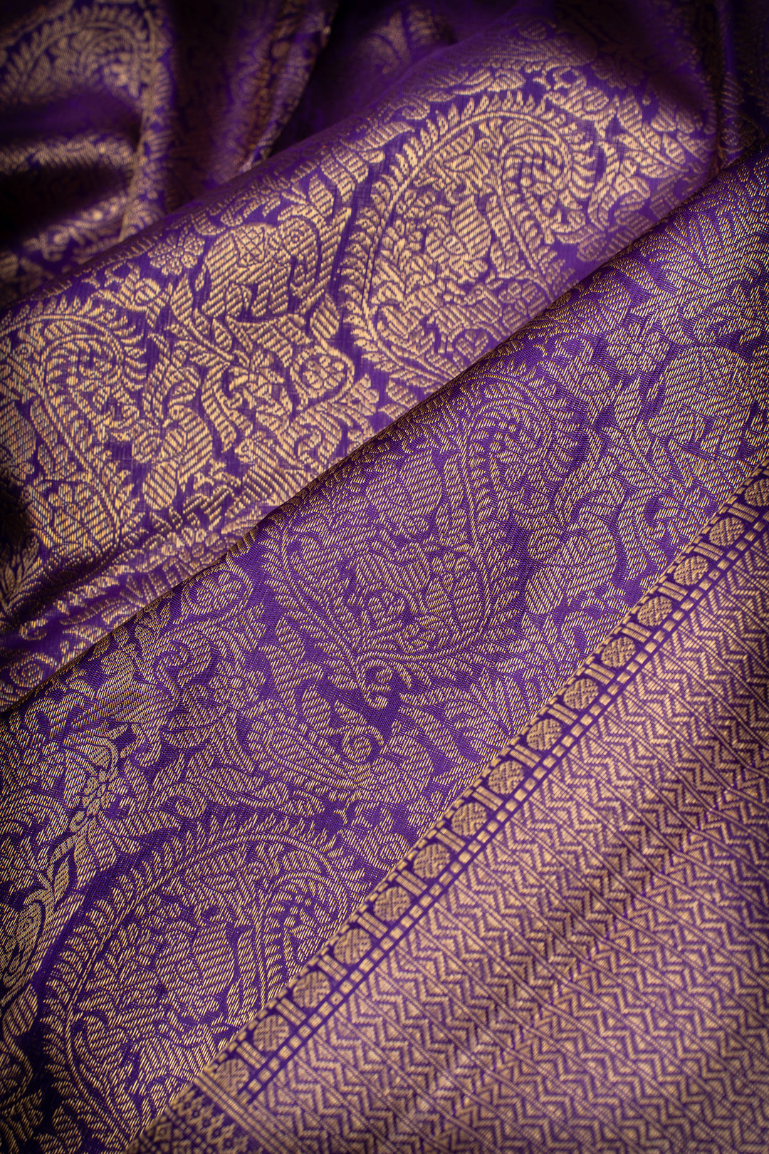 Purple brocade pure kanchipuram silk saree