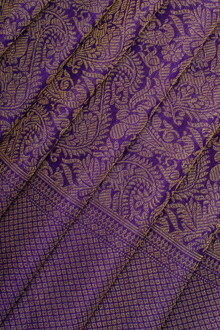 Purple brocade pure kanchipuram silk saree