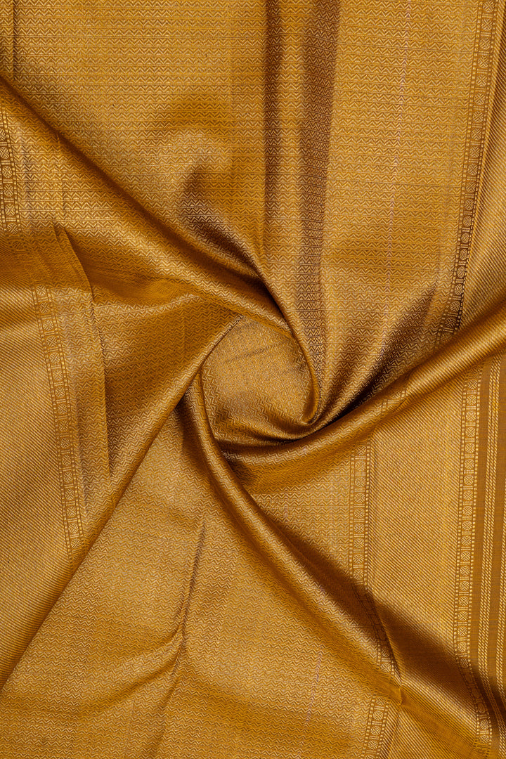 Greyish gold brocade pure kanchipuram silk saree