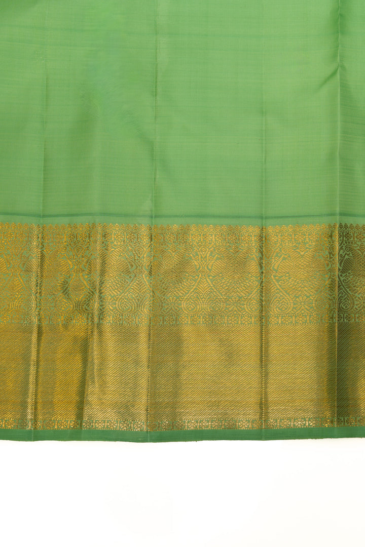 Peacock blue and green Zari checks pure Kanchipuram silk saree