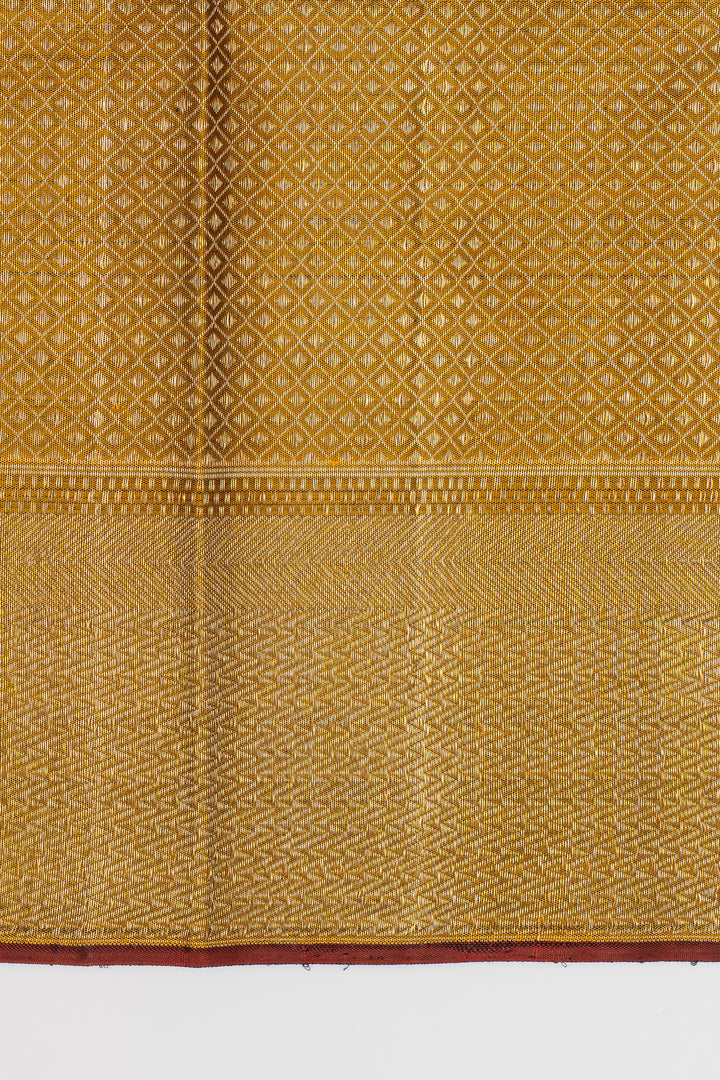 Greyish gold brocade pure kanchipuram silk saree