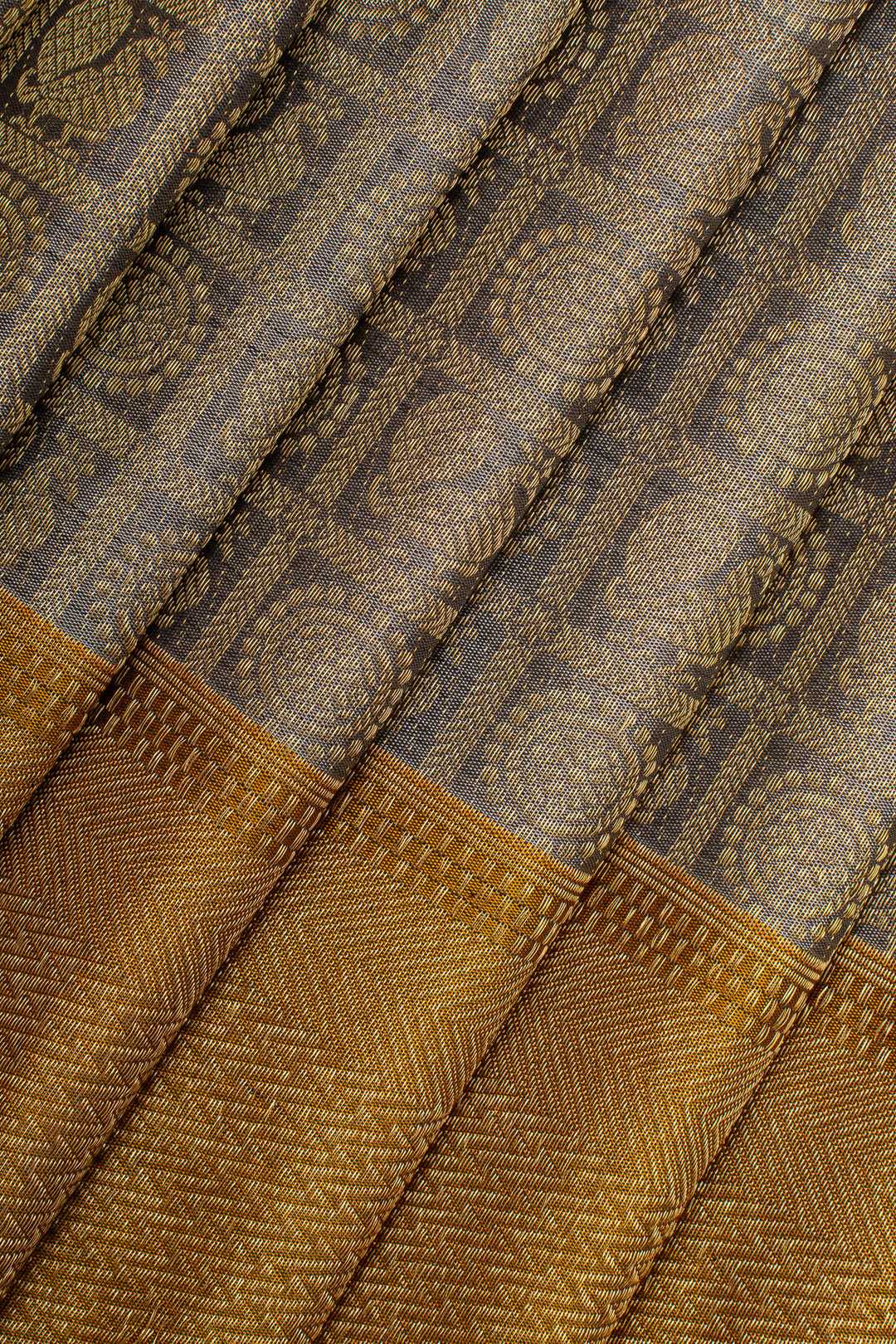Greyish gold brocade pure kanchipuram silk saree