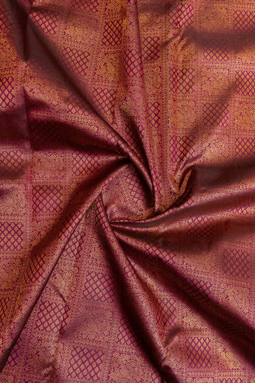 Mulberry purple ornate brocade pure Kanchipuram silk saree