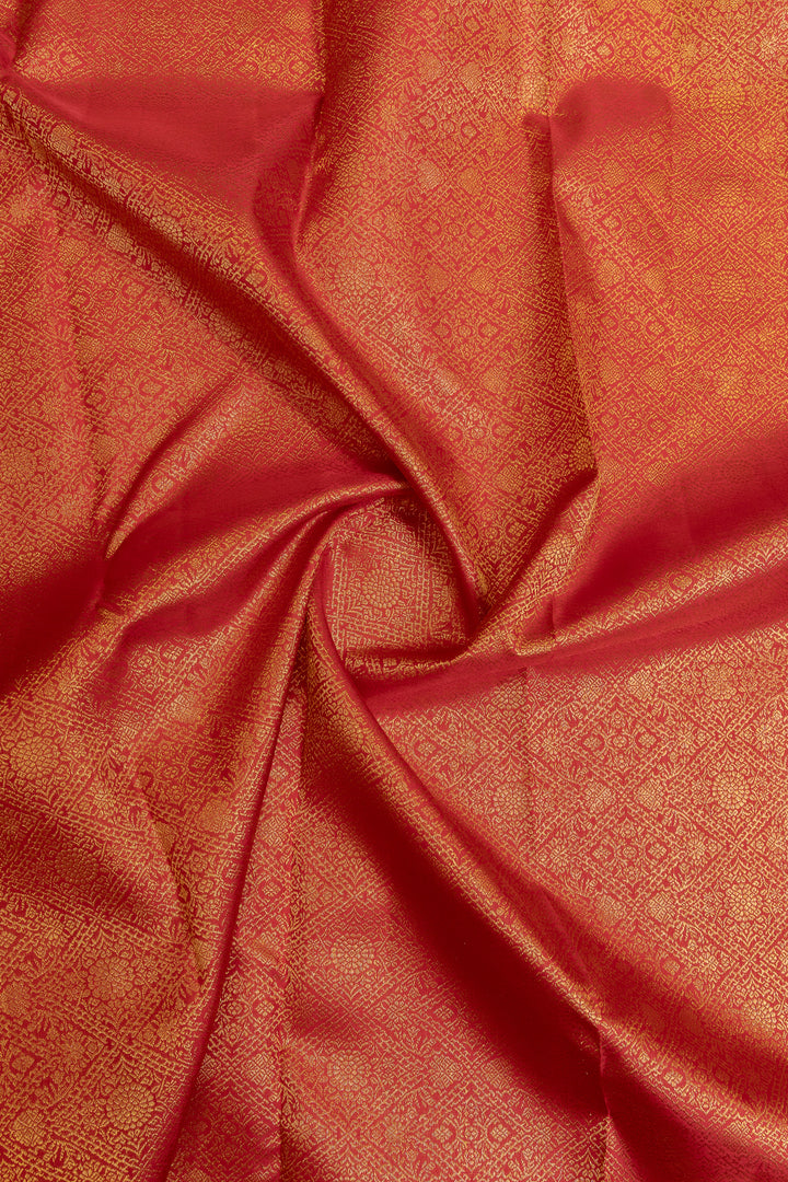 Red brocade pure Kanchipuram silk saree