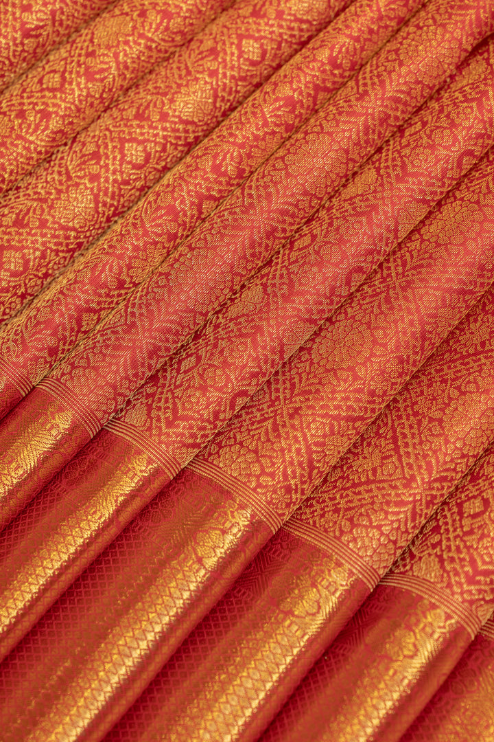 Red brocade pure Kanchipuram silk saree