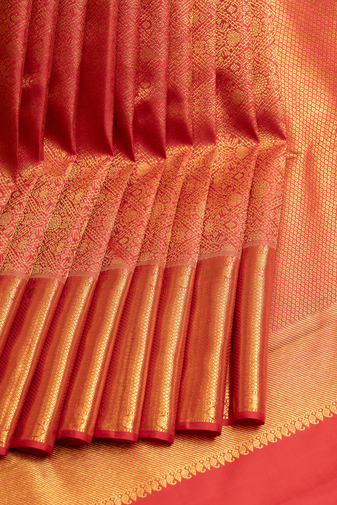 Red brocade pure Kanchipuram silk saree