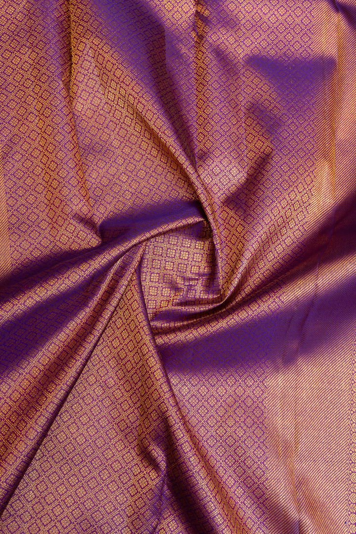 Purple floral brocade pure Kanchipuram silk saree