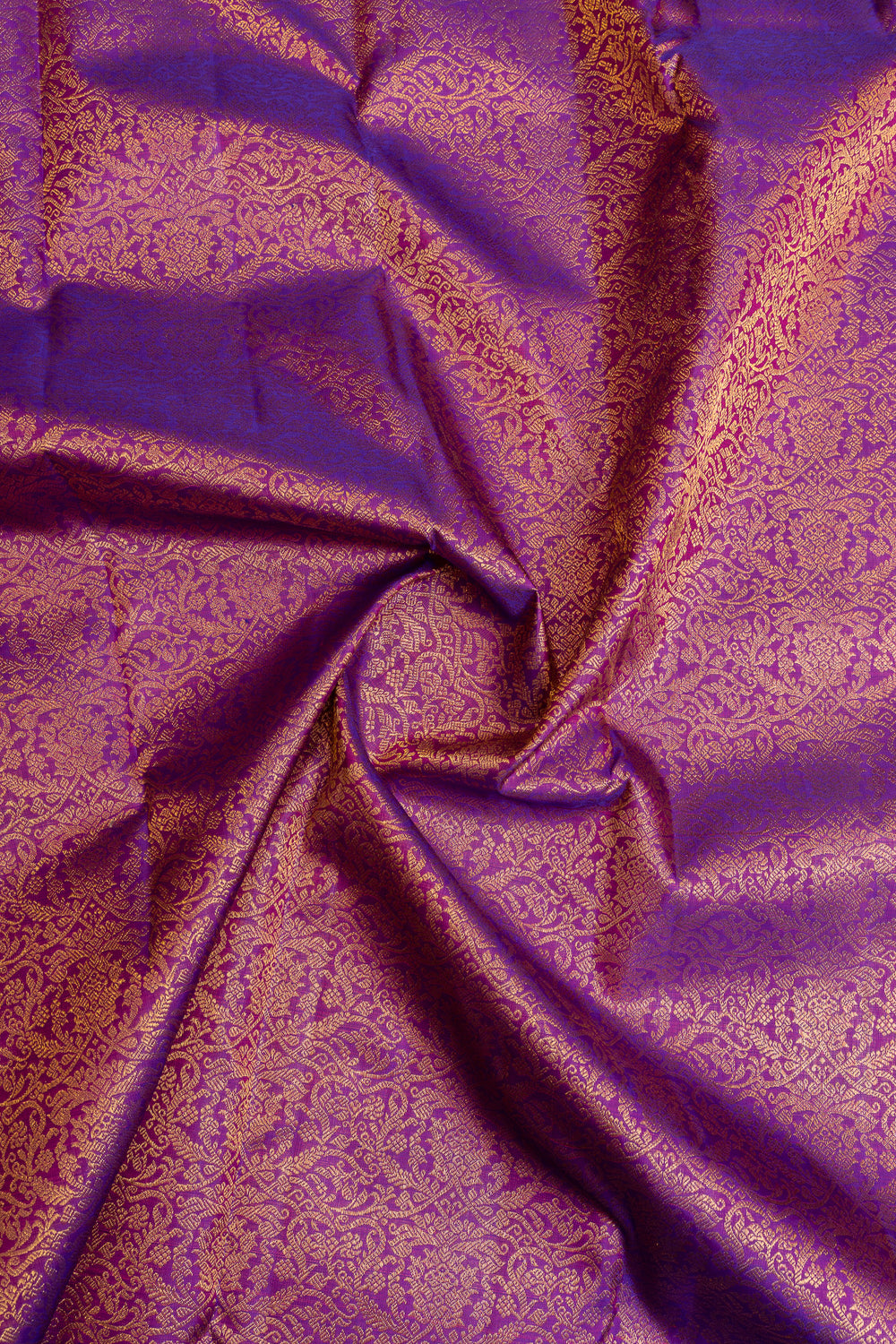 Purple floral brocade pure Kanchipuram silk saree