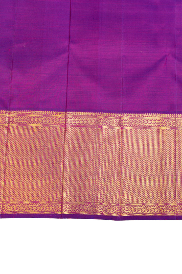 Purple floral brocade pure Kanchipuram silk saree