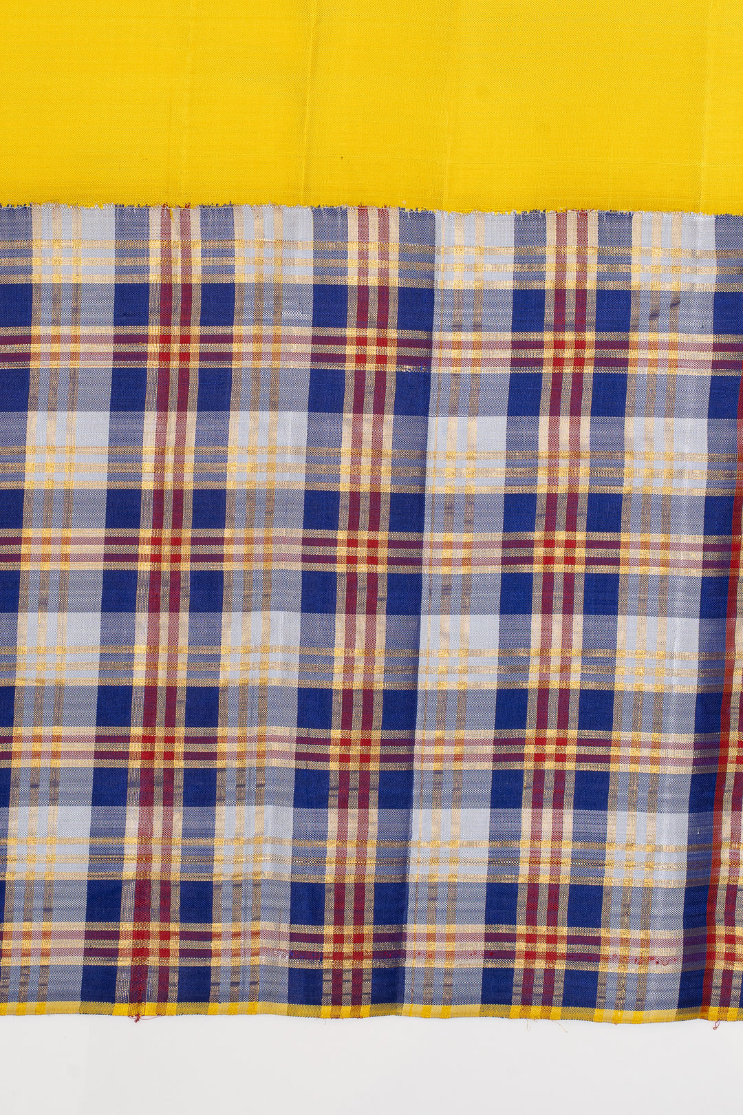 Black multi checks Korvai border pure Kanchipuram silk saree