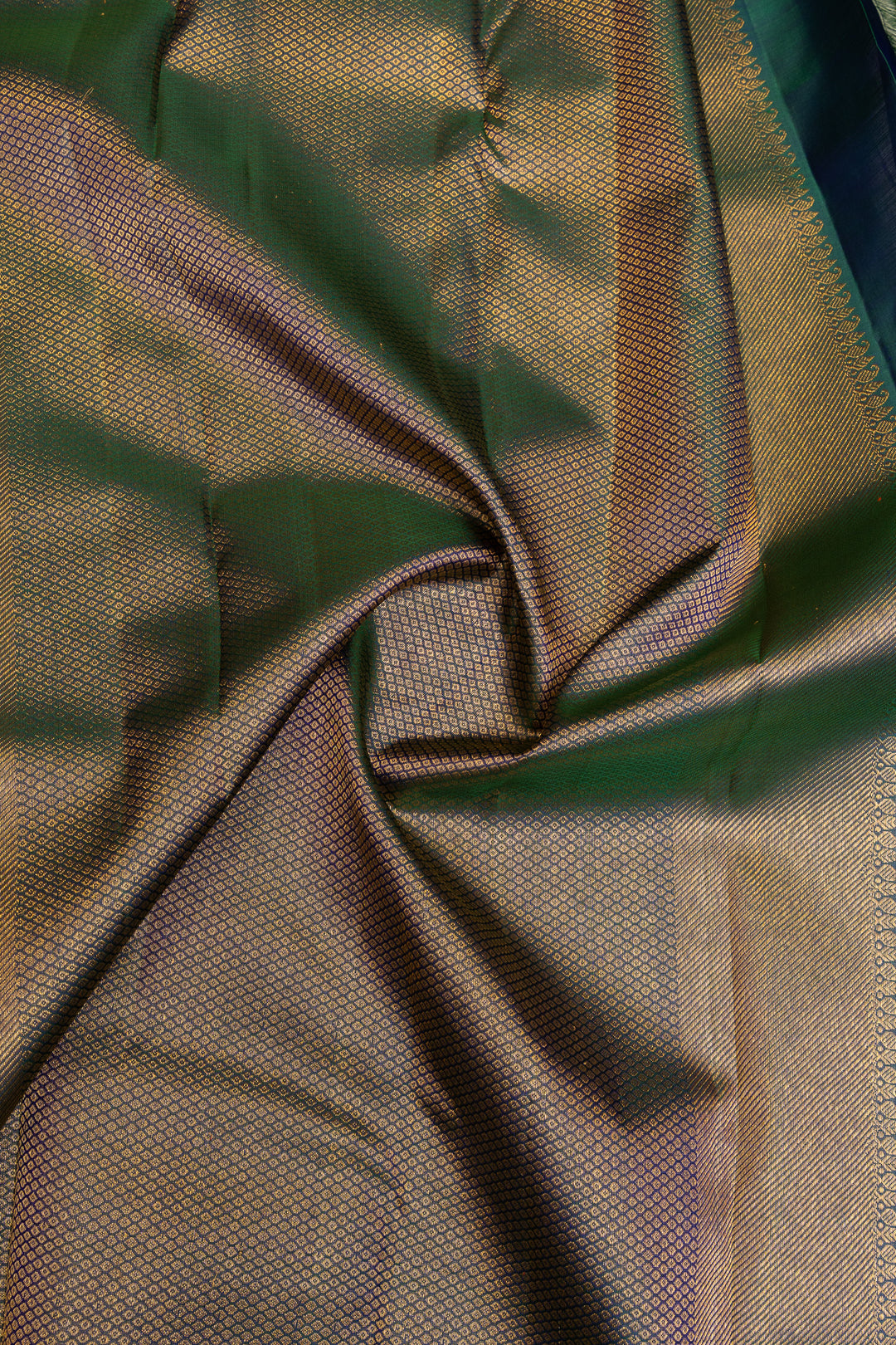 Peacock blue brocade pure Kanchipuram silk saree