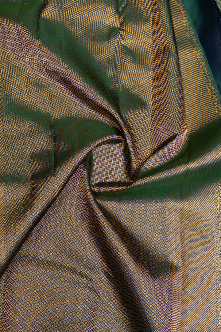 Peacock blue brocade pure Kanchipuram silk saree