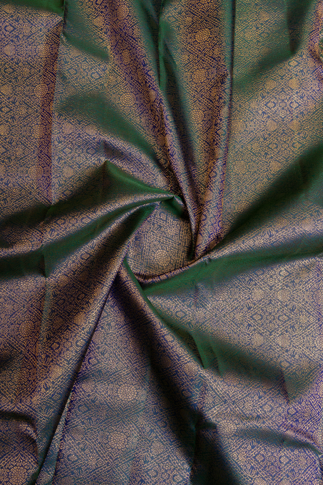 Peacock blue brocade pure Kanchipuram silk saree