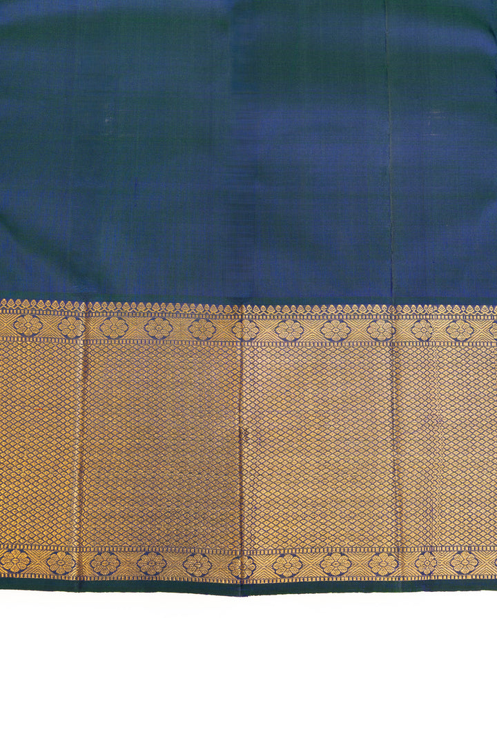 Peacock blue brocade pure Kanchipuram silk saree