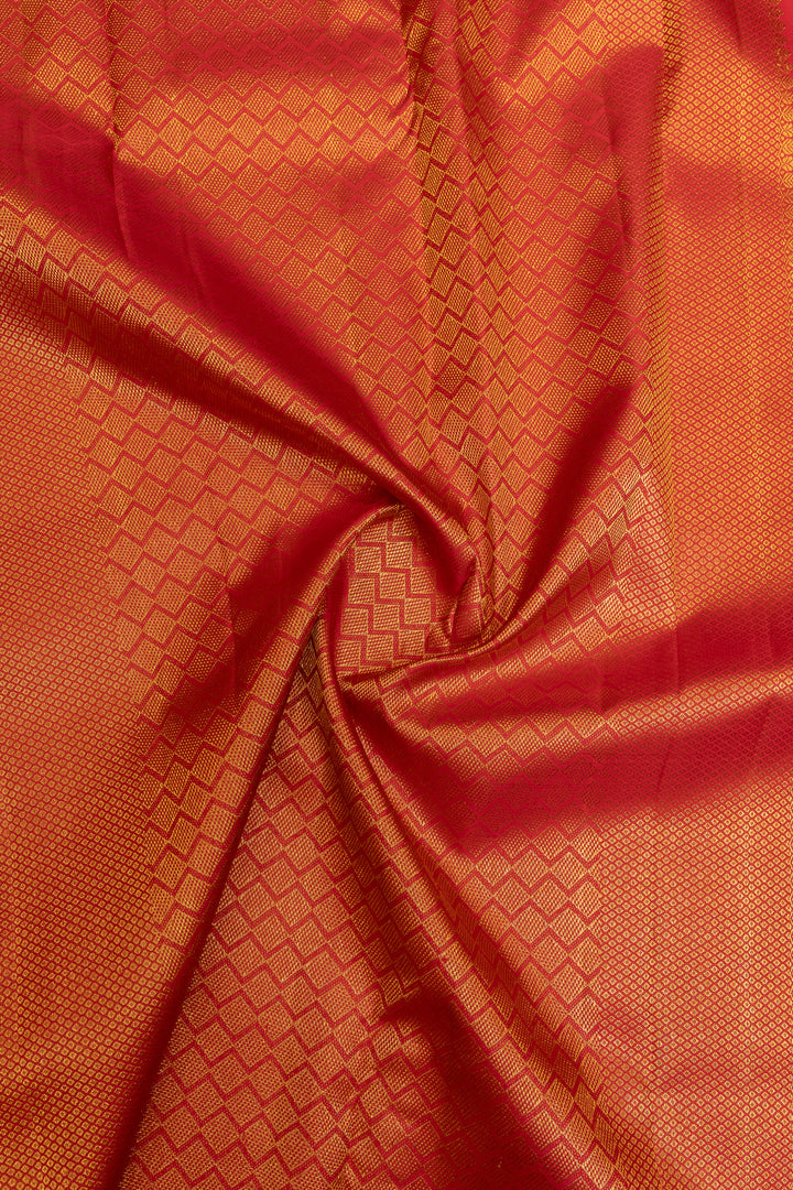 Bridal red floral brocade pure Kanchipuram silk saree