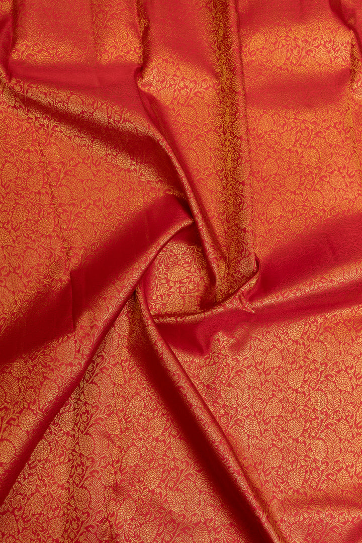 Bridal red floral brocade pure Kanchipuram silk saree