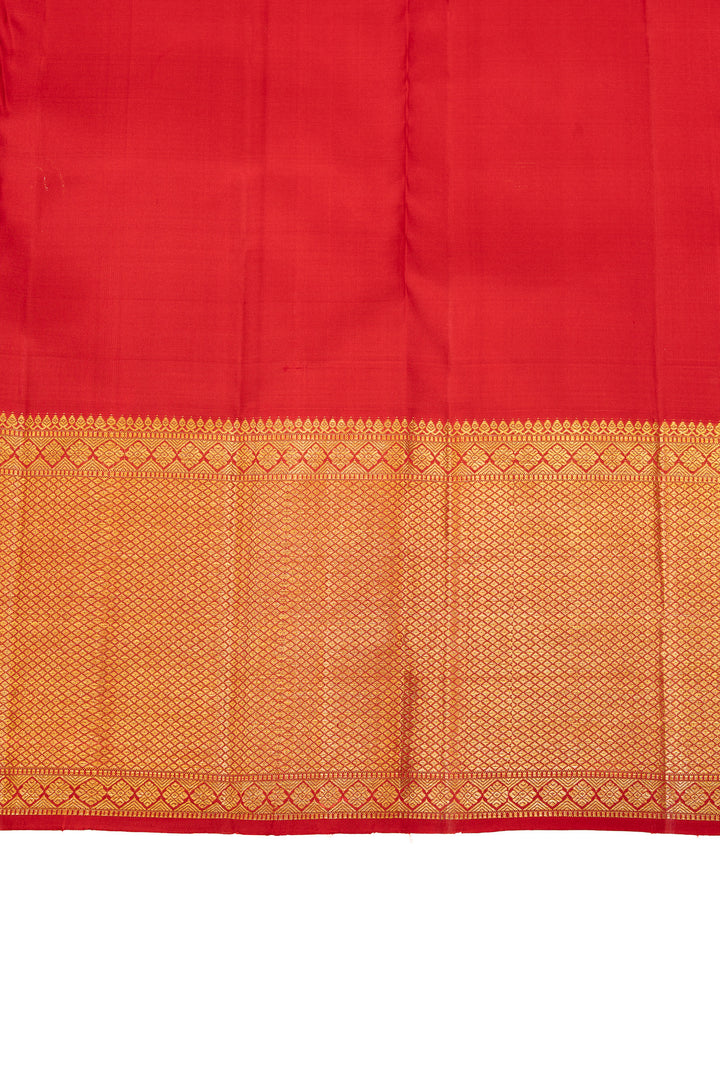 Bridal red floral brocade pure Kanchipuram silk saree