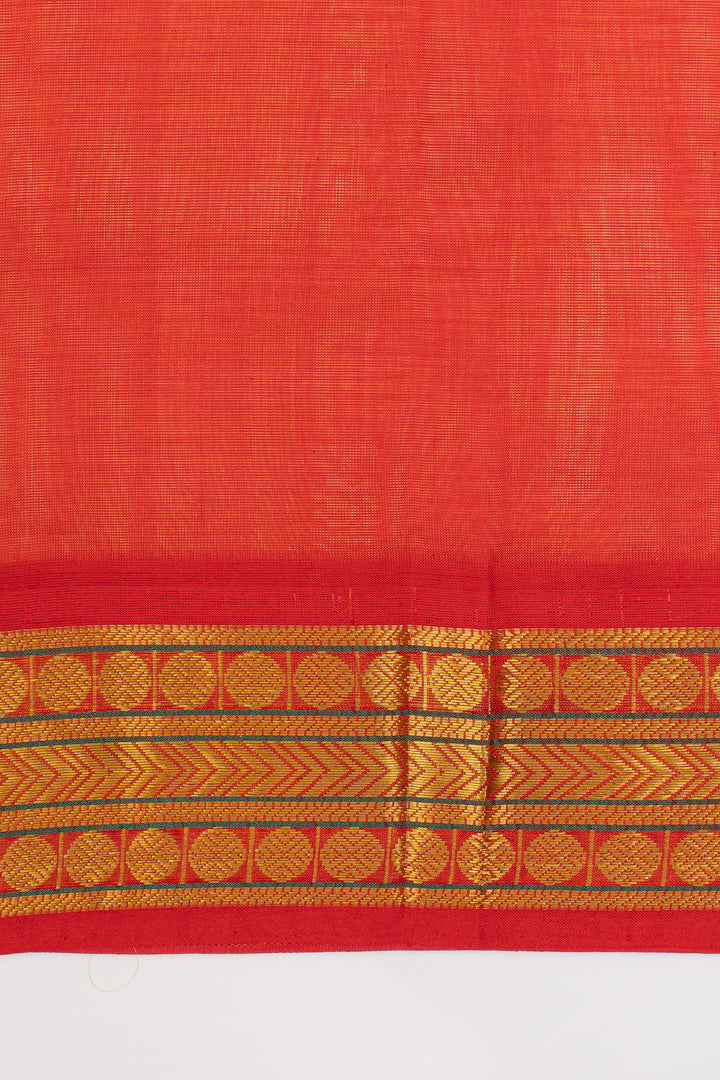 Peach orange pure silk cotton saree