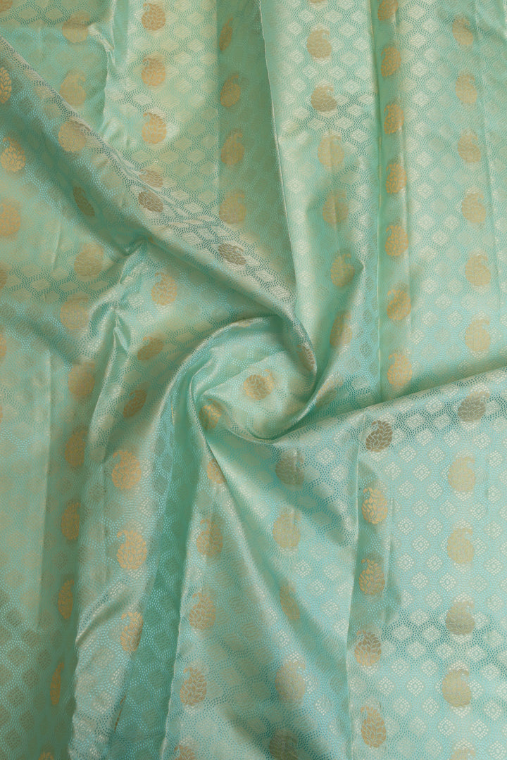 Ice blue embossed pure Kanchipuram silk saree