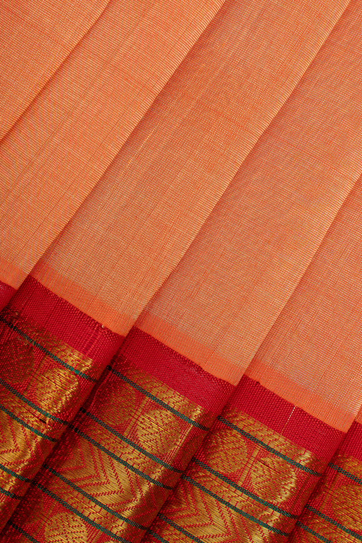 Peach orange pure silk cotton saree