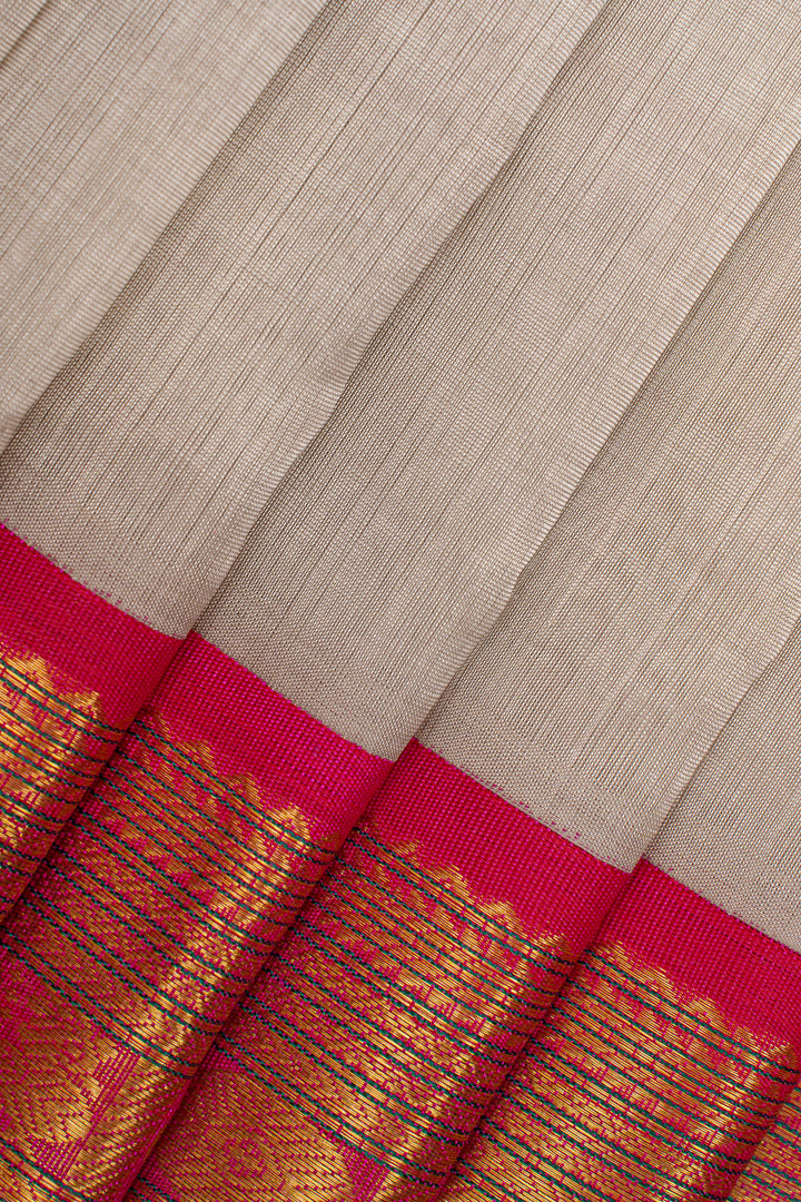 Ivory traditional pure silk cotton saree