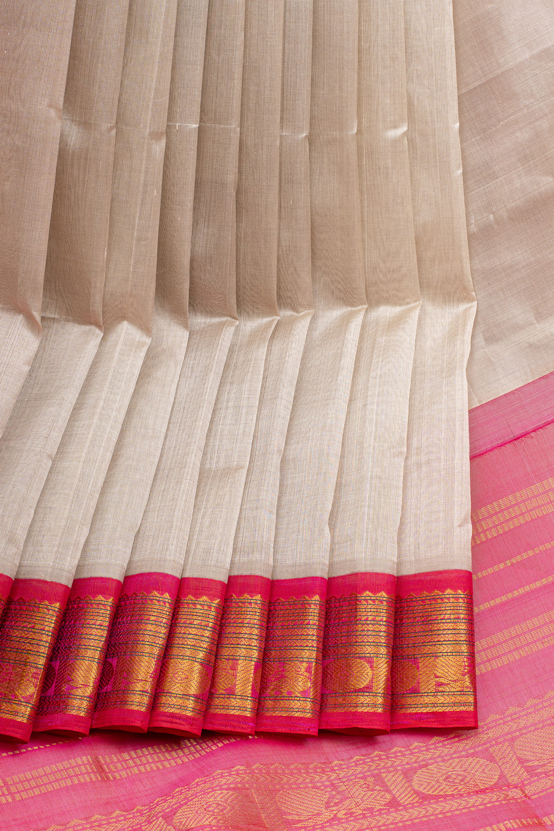Ivory traditional pure silk cotton saree