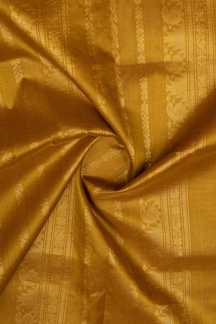 Off white and mustard pure silk cotton saree