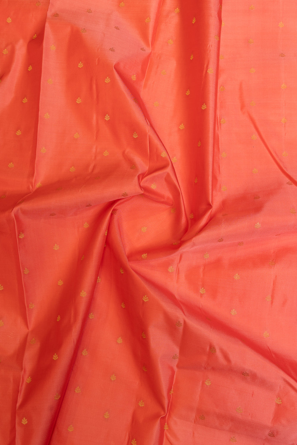 Peach and gold small border pure kanchipuram silk saree