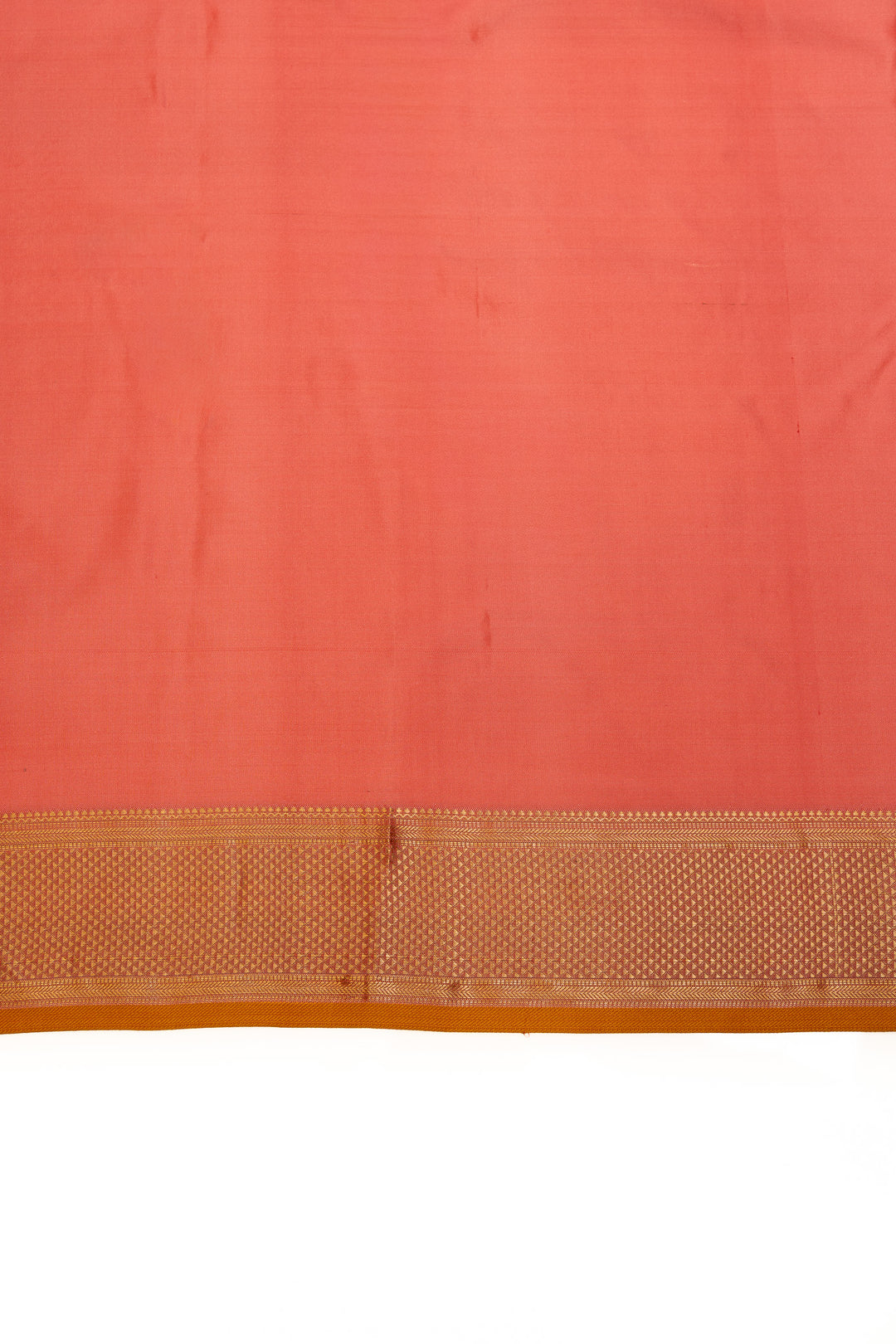 Peach and gold small border pure kanchipuram silk saree