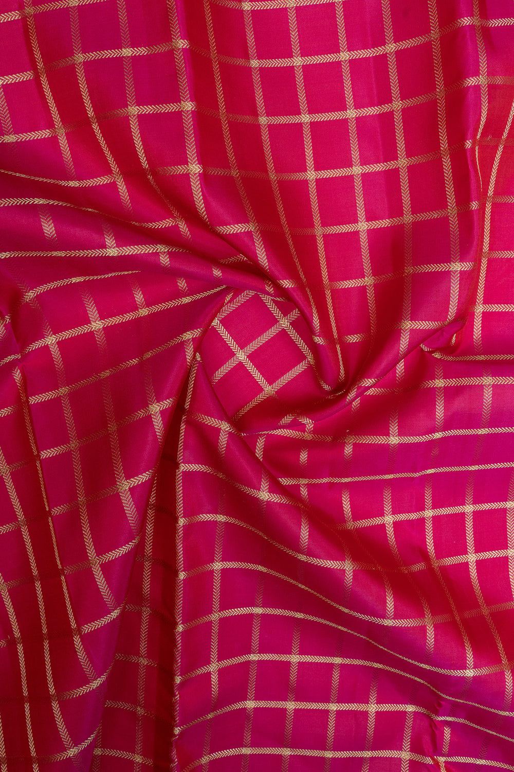 Red and ivory check pure kanchipuram silk saree