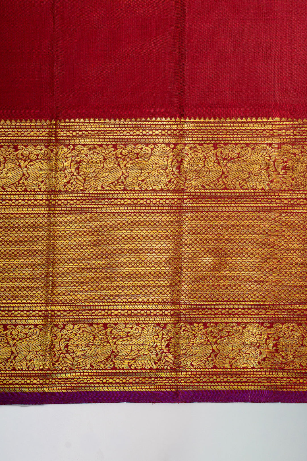 Peacock blue and red traditional pure kanchipuram silk