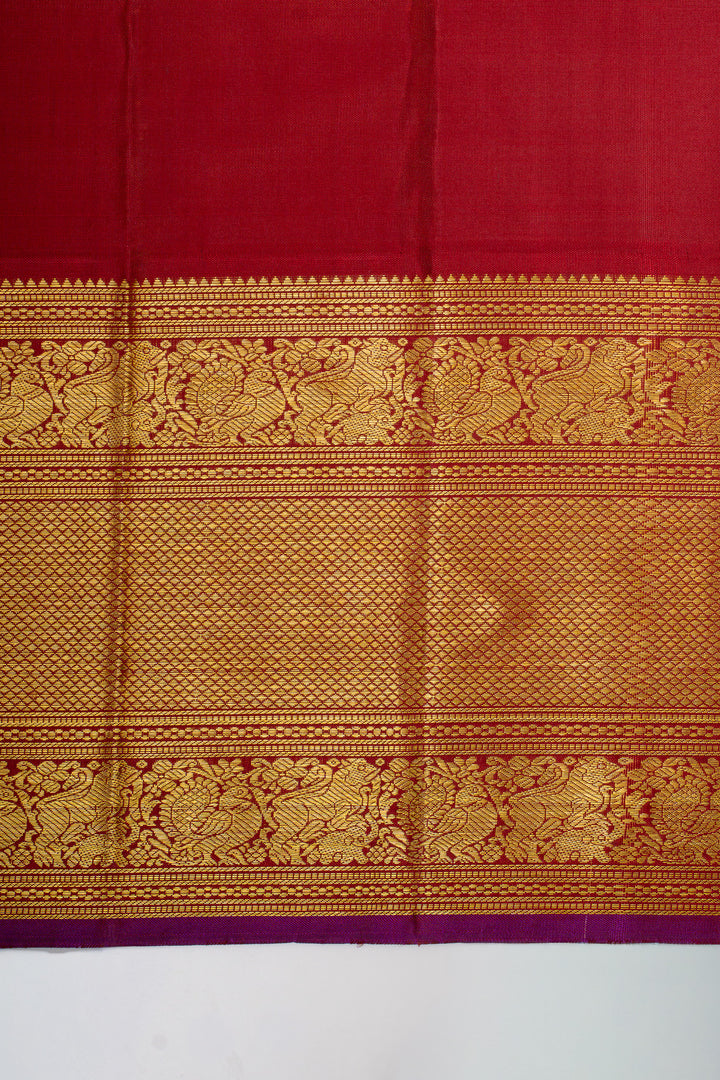 Peacock blue and red traditional pure kanchipuram silk