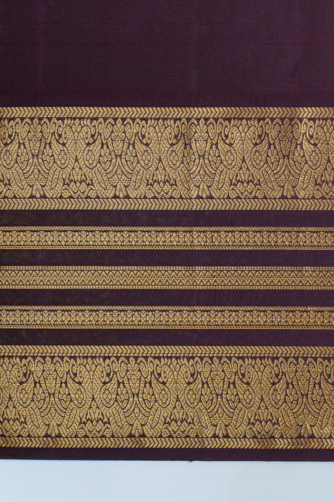 Rust orange Zari checks &amp; purple varisaipettu pure Kanchipuram silk saree