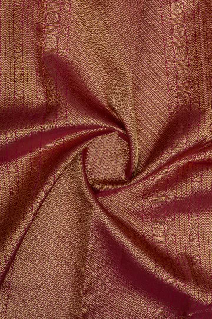Ruby pink Zari checks pure Kanchipuram silk saree