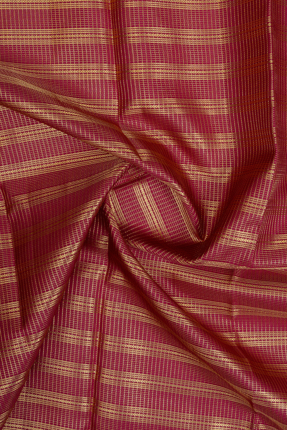 Ruby pink Zari checks pure Kanchipuram silk saree