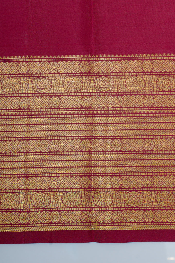 Ruby pink Zari checks pure Kanchipuram silk saree
