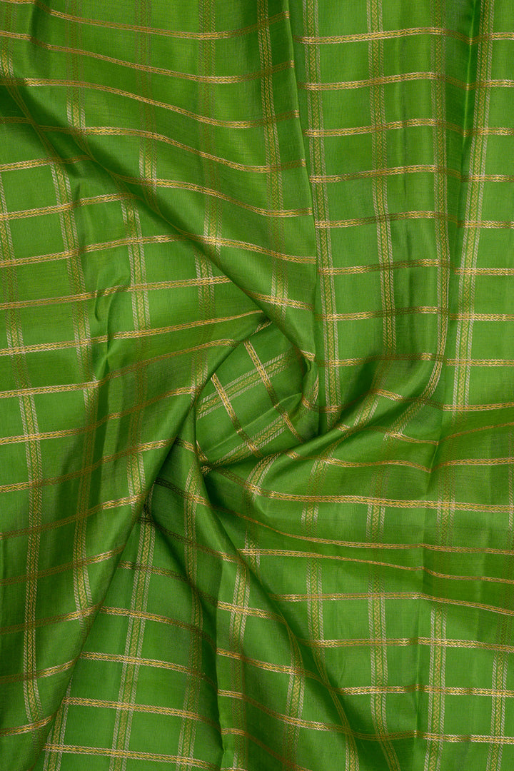 Parrot green Zari checks traditional pure kanchipuram silk saree