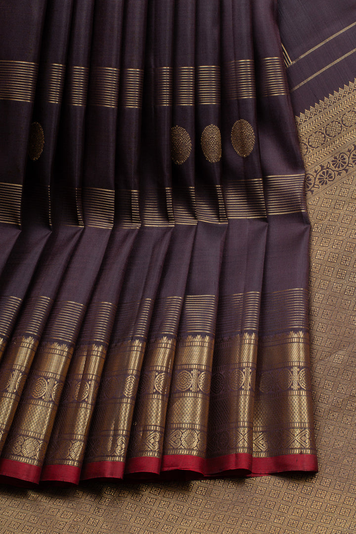 Royal jamun purple Vairaoosi stripes pure kanchipuram silk saree