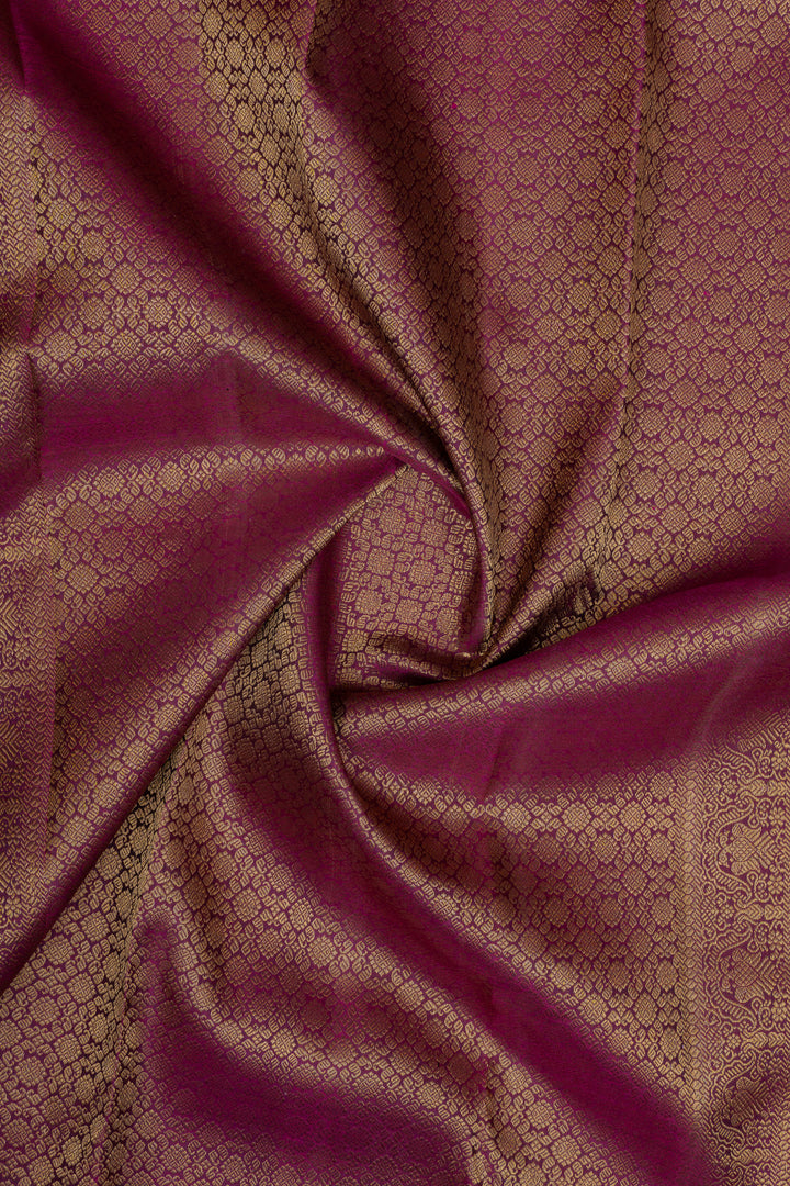 Leaf green and magenta Vairaoosi pure kanchipuram silk saree