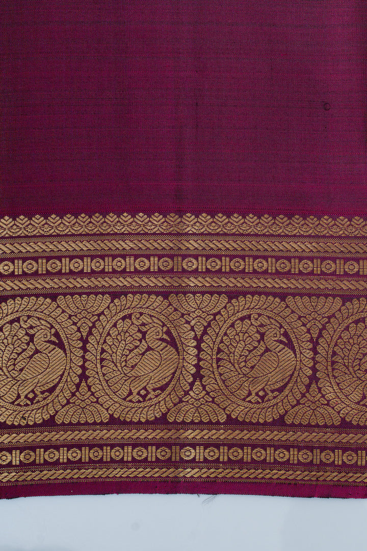 Leaf green and magenta Vairaoosi pure kanchipuram silk saree