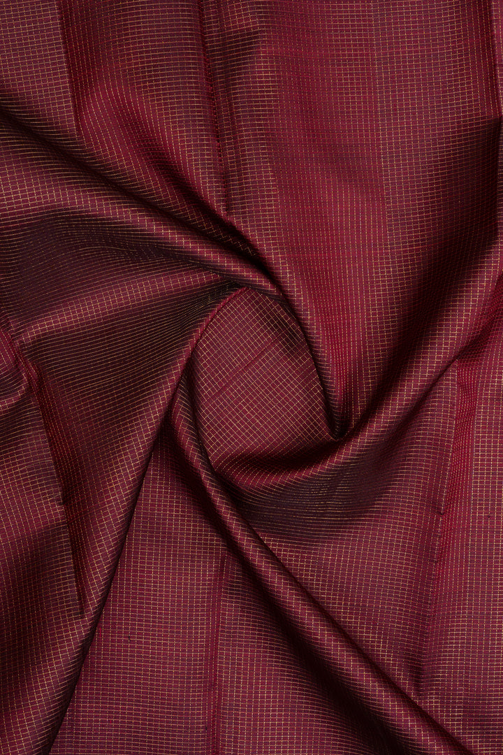 Maroon Vairaoosi checks pure kanchipuram silk saree