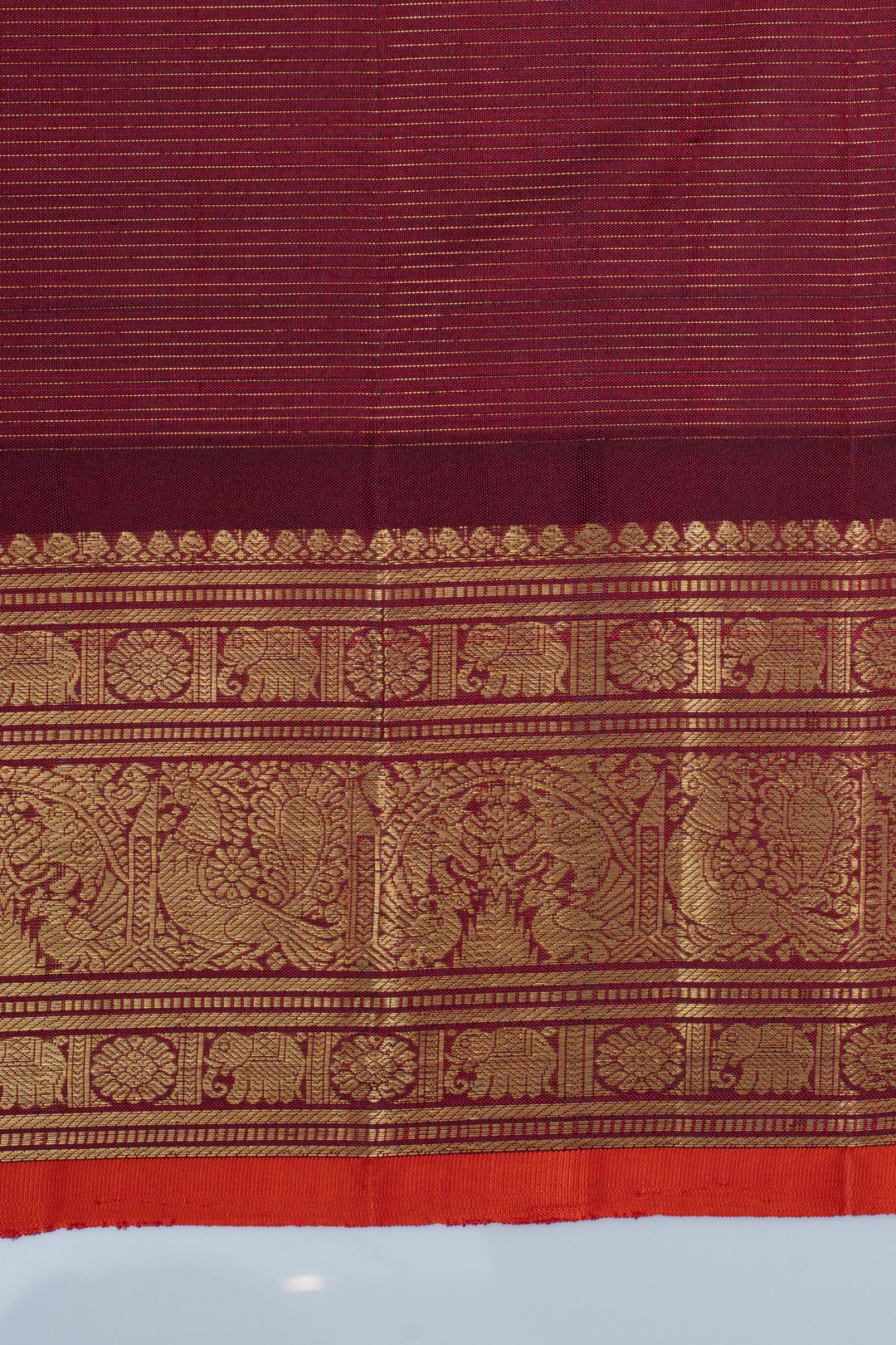 Maroon Vairaoosi checks pure kanchipuram silk saree
